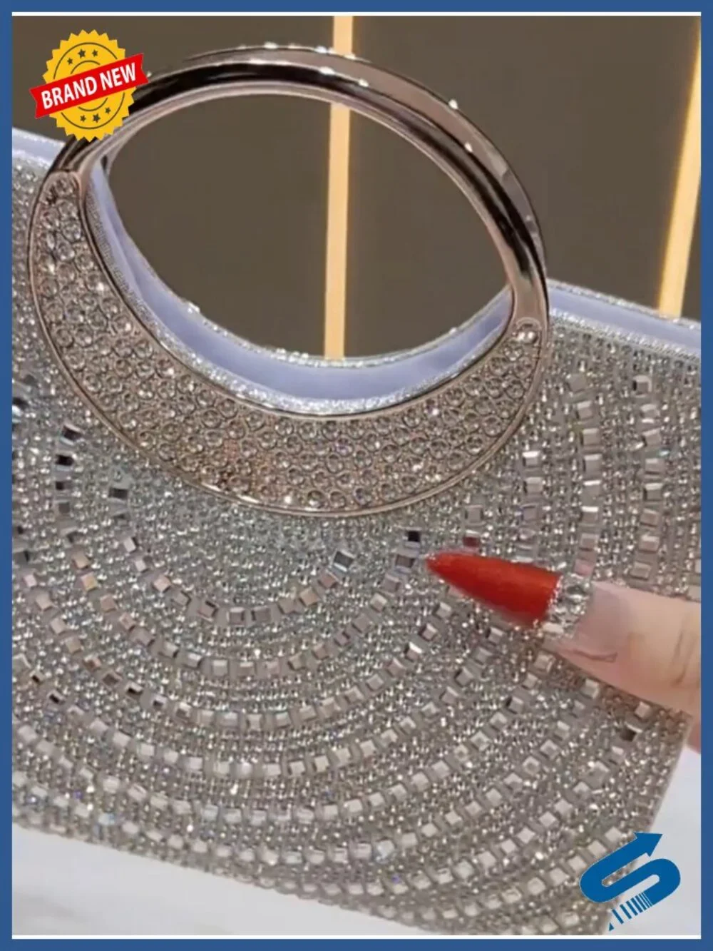 Rhinestone Stripe Clutch Purse Evening Bag Elegant Bling